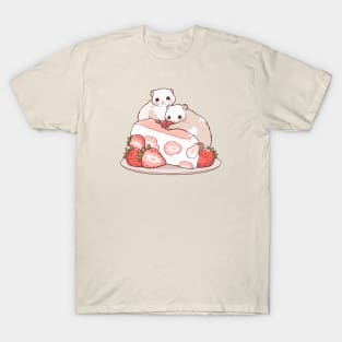 Two ferrets on a piece of a strawberry fluffy cake T-Shirt